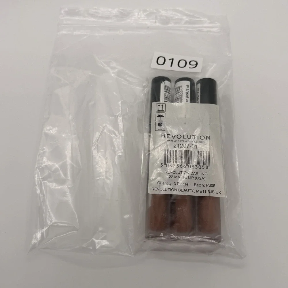 Revolution 3 Pack Matte Lipgloss ~ #122 Matte Darling ~ 0.1oz(x2) Makeup London